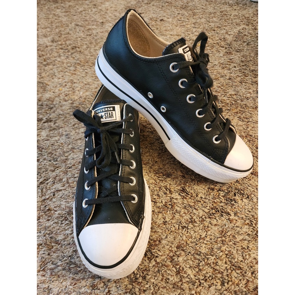 Converse Chuck Taylor All Star Lift Clean Platform Low Top Black Leather W 10.5
